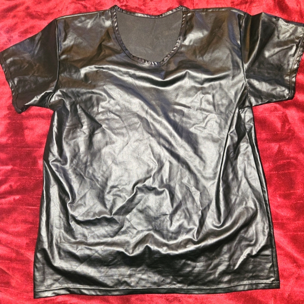 PU Wetlook Faux Leather shirt - Size XL